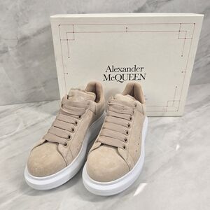 Alexander McQueen Beige Suede Platform Sneakers